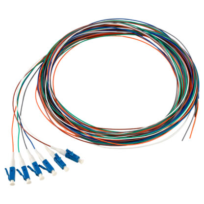 Pigtail LC/UPC 6 colors Singlemode OS2 9/125 G657A1 0.9mm OFNR 3M, tight buffer