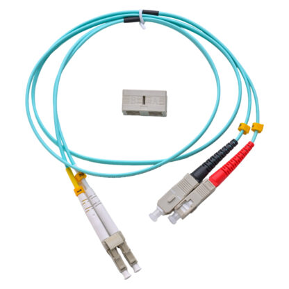 Patchcord SC/UPC – LC/UPC 50/125 Multimode OM4 Duplex Zip 2.0mm OFNR Aqua - Image 2