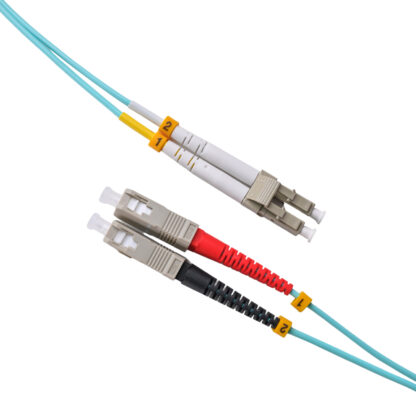 Patchcord SC/UPC – LC/UPC 50/125 Multimode OM4 Duplex Zip 2.0mm OFNR Aqua - Image 3