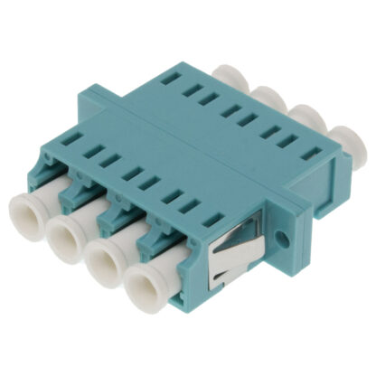 Adapter LC/UPC 10G Quad OM3/OM4 Multimode Plastic Fiber with Flange, Aqua