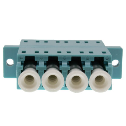 Adapter LC/UPC 10G Quad OM3/OM4 Multimode Plastic Fiber with Flange, Aqua - Image 3