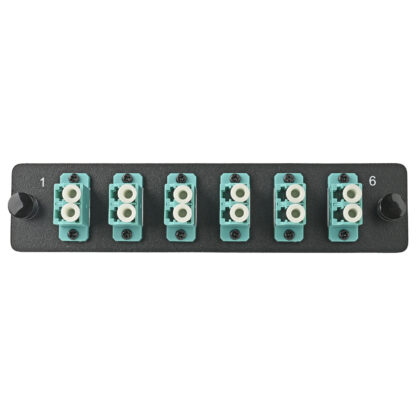 LGX Fiber Adapter Panel with 6 LC Duplex Adapters, OM4/OM3 Aqua