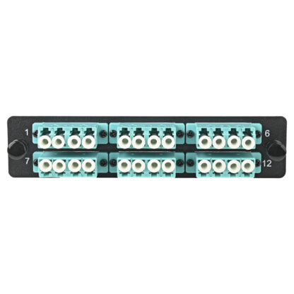 LGX Fiber Adapter Panel with 6 LC Quad Adapters, OM4/OM3 aqua