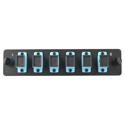 LGX Fiber Adapter Panel with 6 SC Simplex Adapters, OM4/OM3 Aqua