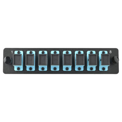 LGX Fiber Adapter Panel with 8 SC Simplex Adapters, OM4/OM3 Aqua