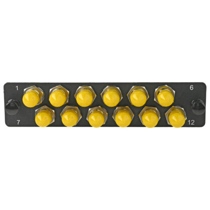 LGX Fiber Adapter Panel with 12 ST adapters, OS1 UPC Yellow Cover