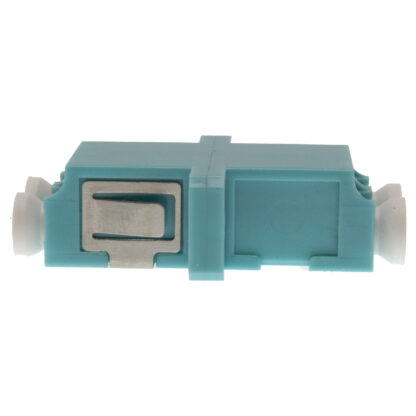 Adapter LC to LC Duplex Multi-Mode, Plastic Body with Flange, 10GIG OM3/OM4, Aqua Blue, SC Foot Print, Fiber Optic Adapter. - Image 2