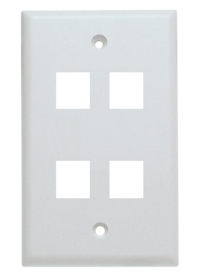 Keystone Wall Plate, Single Gang, 4 Port, White