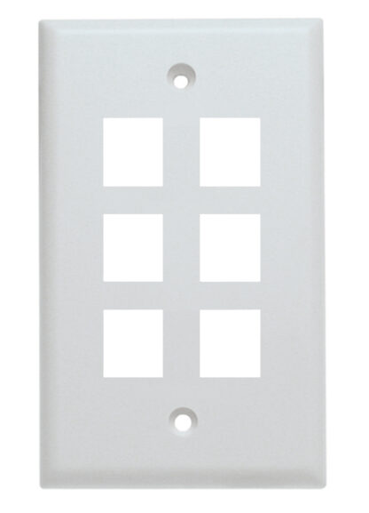 Keystone Wall Plate, Single Gang, 6 Port, White