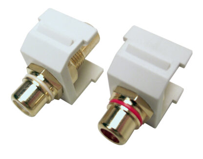 High-Performance Keystone Inserts Red and White RCA Connectors F/F White