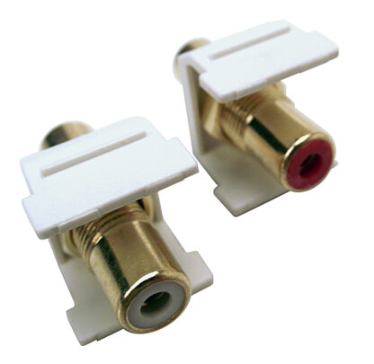High-Performance Keystone Inserts Red and White RCA Connectors F/F White - Image 2