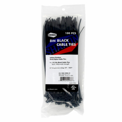8 Inch Cable Ties, 100pcs - Black - Image 2