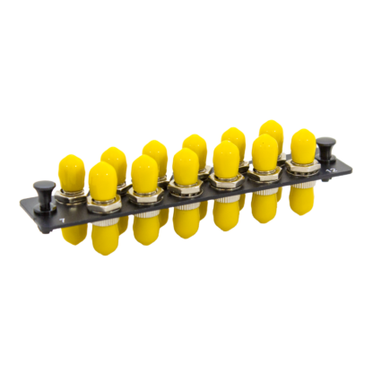 LGX Fiber Adapter Panel with 12 ST adapters, OS1 UPC Yellow Cover - Image 3
