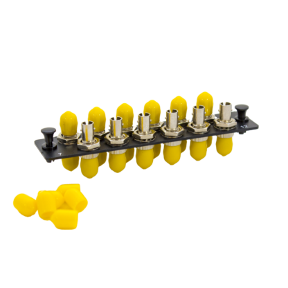 LGX Fiber Adapter Panel with 12 ST adapters, OS1 UPC Yellow Cover - Image 2