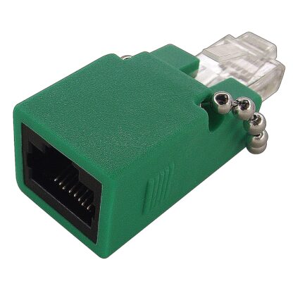 CAT5e Ethernet Crossover Adapter RJ48C Jack to RJ45 Male, Green
