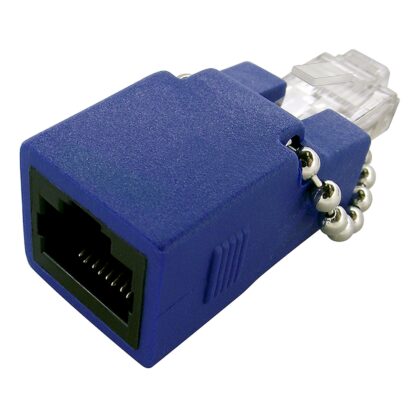 CAT5e Ethernet Loopback Adapter RJ48C Jack & RJ45 Male, Dark Blue