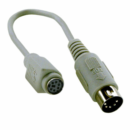 6 Pin Mini Din Female to 5 Pin Din Male, PS2 to AT Keyboard Molded Adapter Cable, 6in