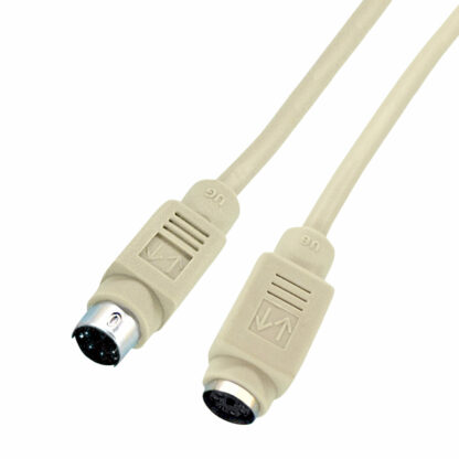 6 Pin Mini Din Male to Female, PS/2 Keyboard Molded Ext. Cable, Wired Straight Thru, Gray PVC