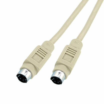 6 Pin Mini Din Male to Male, PS/2 Keyboard Molded Cable, Beige PVC Jacket, Wired Straight Thru