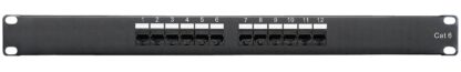 Category 6  Patch Panel, RJ45, 12 Ports, Universal Wiring, 110 Style, 1U Rack Space - Image 2