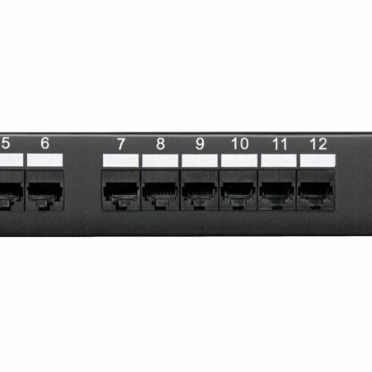 Category 6  Patch Panel, RJ45, 12 Ports, Universal Wiring, 110 Style, 1U Rack Space
