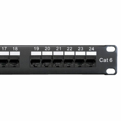 Category 6  Patch Panel, RJ45, 24 Ports, Universal Wiring, 110 Style, 1U Rack Space