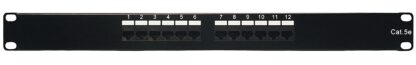 Category 5e Patch Panel, RJ45, 12 Ports, Universal Wiring, 110 Style, 1U Rack Space - Image 2
