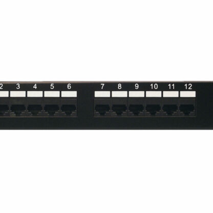 Category 5e Patch Panel, RJ45, 12 Ports, Universal Wiring, 110 Style, 1U Rack Space