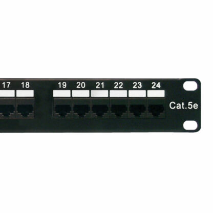 Category 5e Patch Panel, RJ45, 24 Ports, Universal Wiring, 110 Style, 1U Rack Space