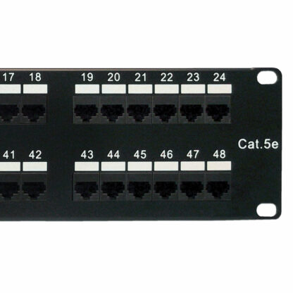 Category 5e Patch Panel, RJ45, 48 Ports, Universal Wiring, 110 Style, 2U Rack Space
