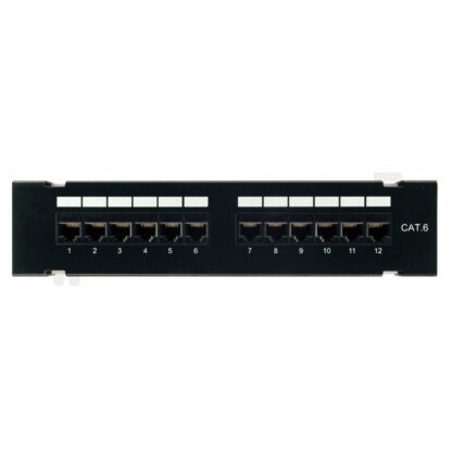 Category 6  Mini Patch Panel, RJ45, 12 Ports, Universal Wiring, Wall Mount