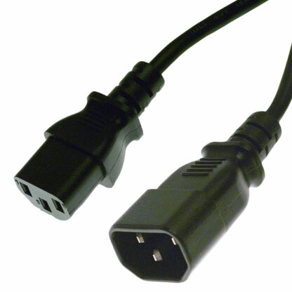 AC Power Extension Cord, IEC60320-C14 (M) to IEC60320-C13 (F), UL, 18 AWG, 3C, PVC Black
