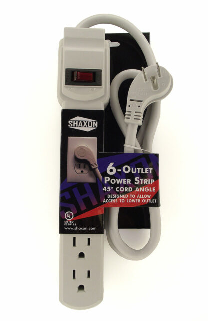 Power Strip with 6 AC Outlet, 3 Foot Cord and 45-Degree Angle Flat Plug - Image 3