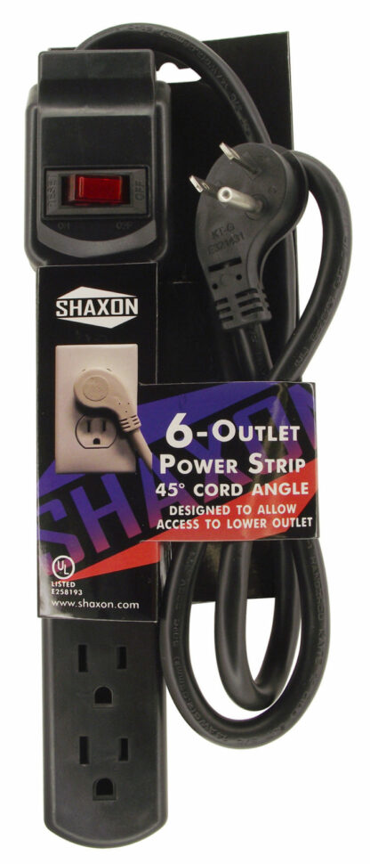 Power Strip with 6 AC Outlet, 3 Foot Cord and 45-Degree Angle Flat Plug - Image 2