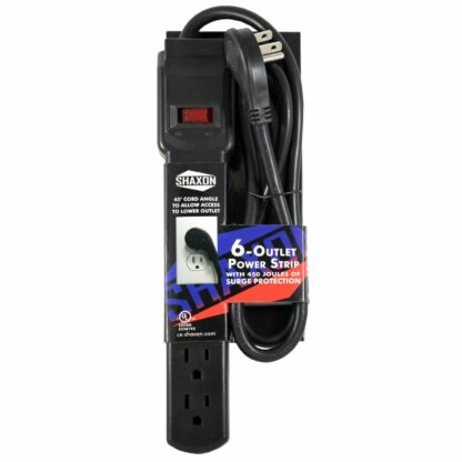 6 AC Outlet Flat Plug Power Strip, Surge Protected, 3 Foot Cord - Image 3