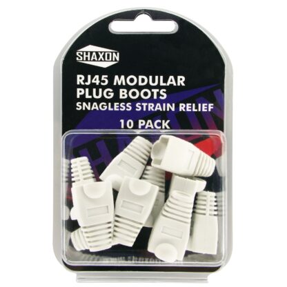 Snagless Strain Relief Boot (Molded Look), For RJ45 Plug 10pk - White