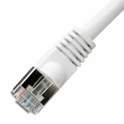CAT 6 Shielded Patch Cable, STP Stranded, Flush Molded Boots, White