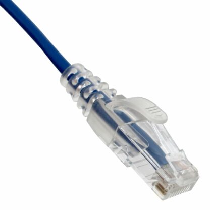 CAT 6A Slim Patch Cable, UTP Stranded, Finger Boot, Blue