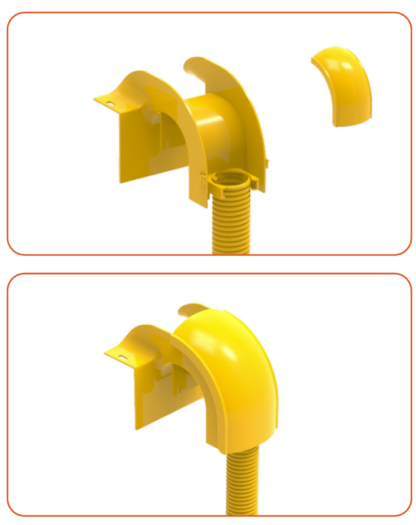 Flex Drop Kit With Tube for 120mm Fiber duct channel, yellow - Image 2