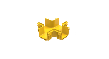 Horizontal cross for joining 120mm Fiber duct channel, yellow
