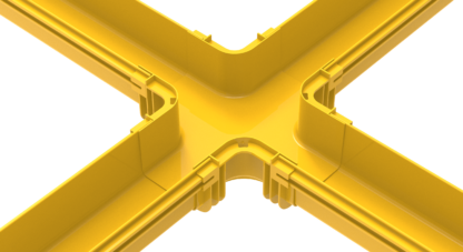 Horizontal cross for joining 120mm Fiber duct channel, yellow - Image 2
