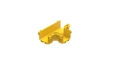 Horizontal T connector for joining 120mm Fiber duct channel, yellow