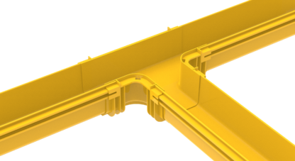 Horizontal T connector for joining 120mm Fiber duct channel, yellow - Image 2