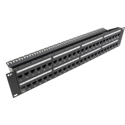 48 Port High Density 2U loaded CAT6 Premium coupler panel with two wire management bars