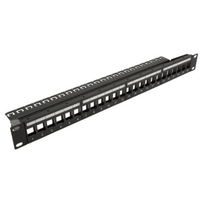 24 Port High Density 1U unloaded keystone panel with one wire management bar