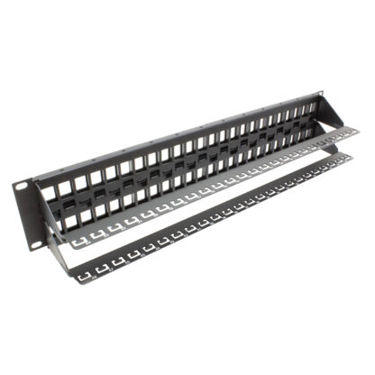 48 Port High Density 2U unloaded keystone panel with two wire management bars - Image 2