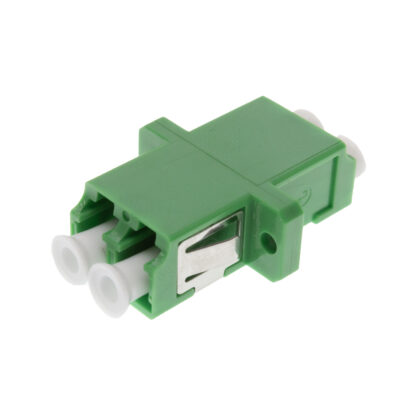 Adapter LC/APC to LC/APC Duplex Multi-Mode, Plastic Body with Flange, 10GIG OM3/OM4, Aqua Blue, SC Foot Print, Fiber Optic Adapter.