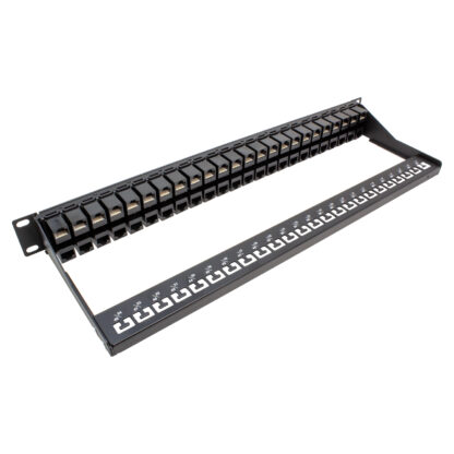 48 Port Ultra High Density 1U loaded CAT6 Premium coupler panel with one wire management bar - Image 2