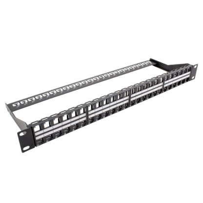 48 Port Ultra High Density 1U Premium unloaded keystone panel with one wire management bar