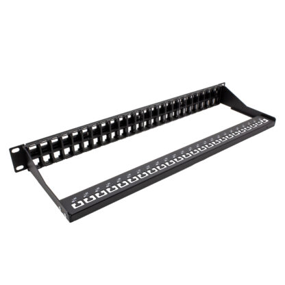 48 Port Ultra High Density 1U Premium unloaded keystone panel with one wire management bar - Image 2